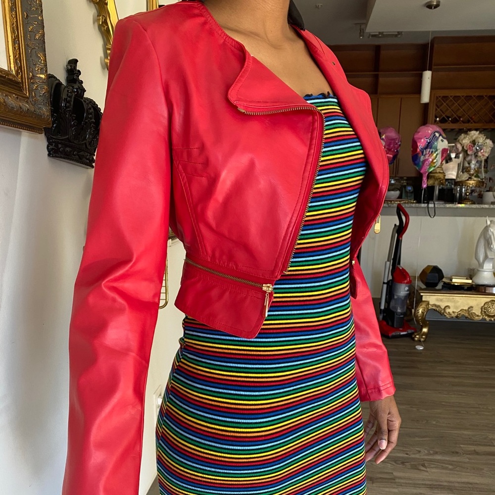 Red leather jacket